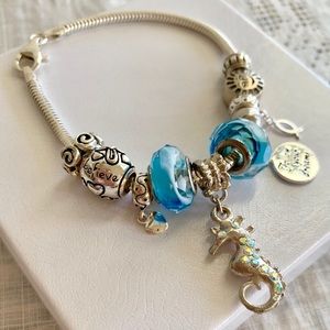 Sterling Silver Snake Chain Charm Bracelet